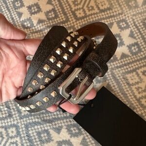 THE KOOPLES Brown Leather Silver Studded Belt Sz M NWT $198!!